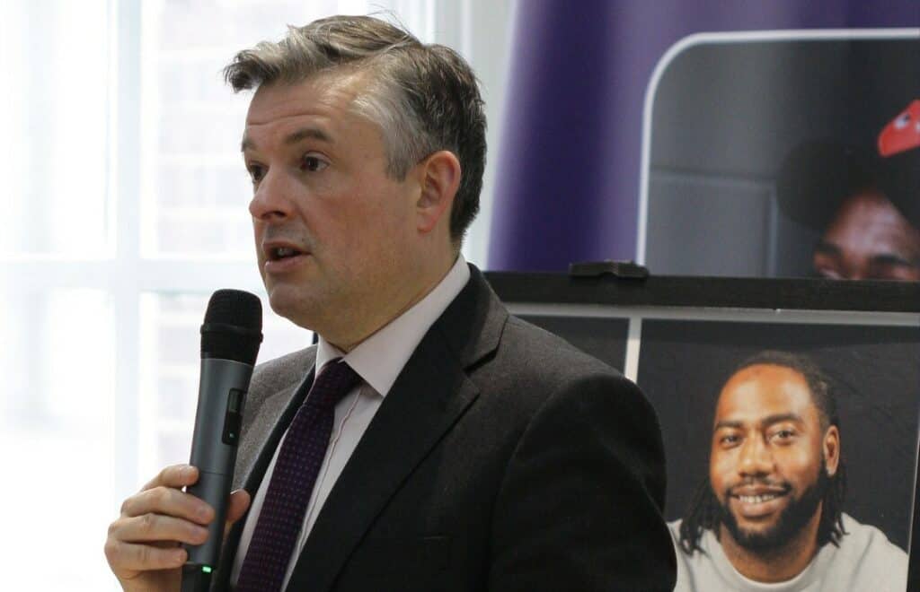 Photograph of The Shadow Secretary of State for Work and Pensions, Rt Hon John Ashworth, speaking at St Giles Peer Circles event.