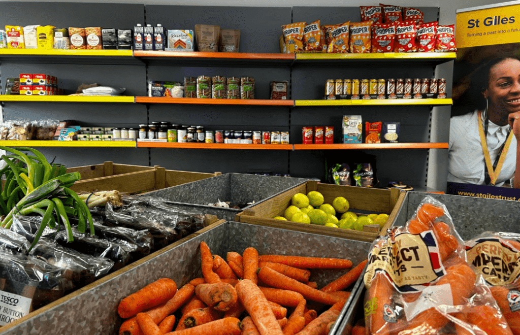 grocery store with shelves of food